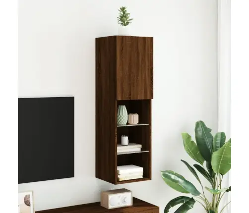 Tv Galdiņš Ar Led Lampiņām, Ozolkoka Krāsa, 30,5X30X102 Cm Vidaxl