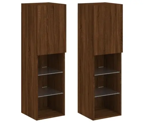 Tv Skapīši Ar Led, 2 Gab., Brūna Ozolkoka Krāsa, 30,5X30X102 Cm Vidaxl