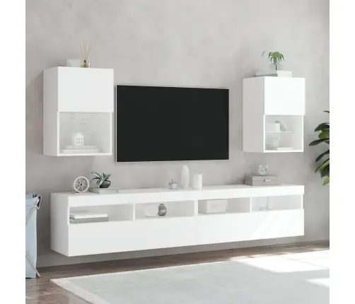 Tv Galdiņš Ar Led Apgaismojumu, Balts, 40,5X30X60 Cm Vidaxl