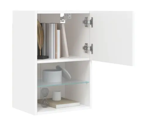 Tv Galdiņš Ar Led Apgaismojumu, Balts, 40,5X30X60 Cm Vidaxl