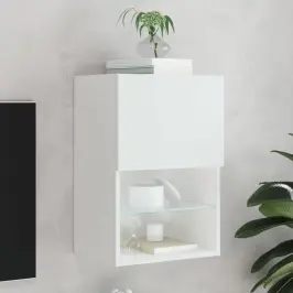Tv Spintelė Su Led Lemputėmis, Baltos Spalvos, 40,5X30X60Cm