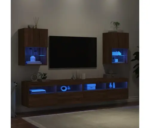 Tv Skapīši Ar Led, 2 Gab., Brūna Ozolkoka Krāsa, 40,5X30X60 Cm Vidaxl