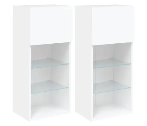 Tv Skapīši Ar Led, 2 Gab., Balti, 40,5X30X90 Cm Vidaxl