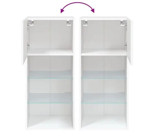 Tv Skapīši Ar Led, 2 Gab., Balti, 40,5X30X90 Cm Vidaxl