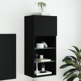 Tv Skapītis Ar Led Apgaismojumu, Melns, 40,5X30X90 Cm Vidaxl