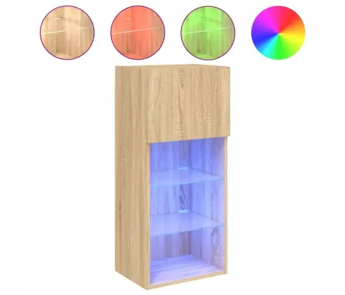 Tv Skapītis Ar Led Apgaismojumu, Ozola Krāsa, 40,5X30X90 Cm Vidaxl