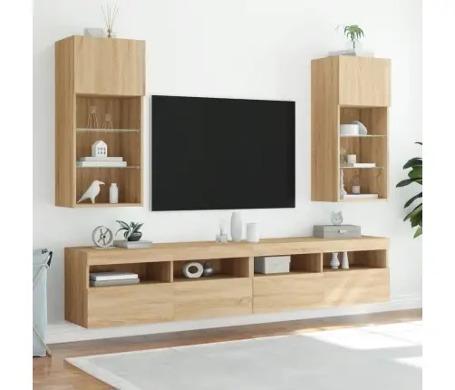 Tv Skapītis Ar Led Apgaismojumu, Ozola Krāsa, 40,5X30X90 Cm Vidaxl