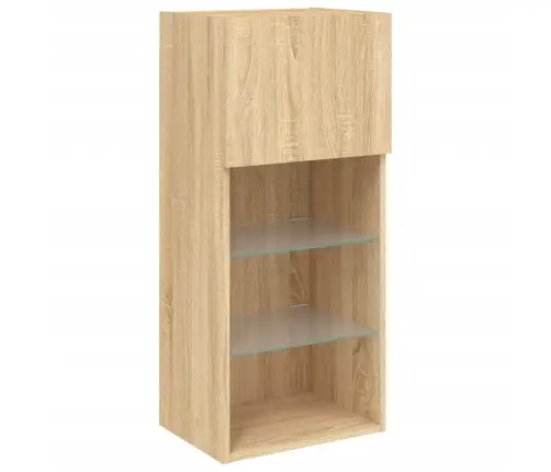 Tv Skapīši Ar Led, 2 Gab., Ozolkoka Krāsa, 40,5X30X90 Cm Vidaxl