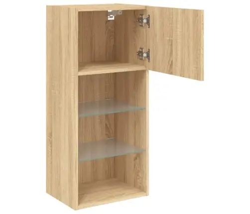 Tv Skapīši Ar Led, 2 Gab., Ozolkoka Krāsa, 40,5X30X90 Cm Vidaxl