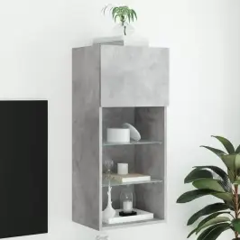 Tv Skapītis Ar Led Apgaismojumu, Betona Pelēks, 40,5X30X90 Cm Vidaxl