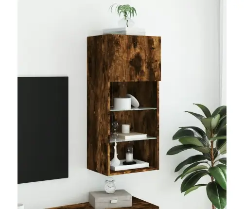 Tv Spintelė Su Led Lemputėmis, Dūminio Ąžuolo, 40,5X30X90Cm