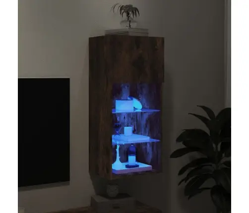 Tv Spintelė Su Led Lemputėmis, Dūminio Ąžuolo, 40,5X30X90Cm