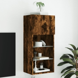 Tv Skapītis Ar Led Apgaismojumu, Ozolkoka Krāsa, 40,5X30X90 Cm Vidaxl