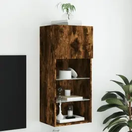 Tv Skapītis Ar Led Apgaismojumu, Ozolkoka Krāsa, 40,5X30X90 Cm Vidaxl