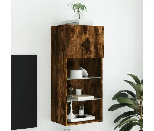 Tv Spintelė Su Led Lemputėmis, Dūminio Ąžuolo, 40,5X30X90Cm