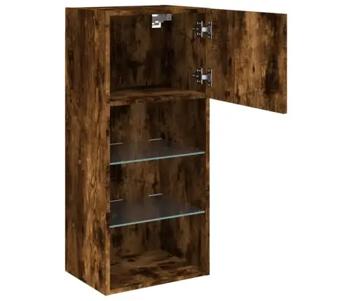 Tv Skapīši Ar Led, 2 Gab., Ozolkoka Krāsa, 40,5X30X90 Cm Vidaxl