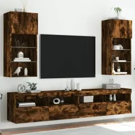 Tv Skapīši Ar Led, 2 Gab., Ozolkoka Krāsa, 40,5X30X90 Cm Vidaxl