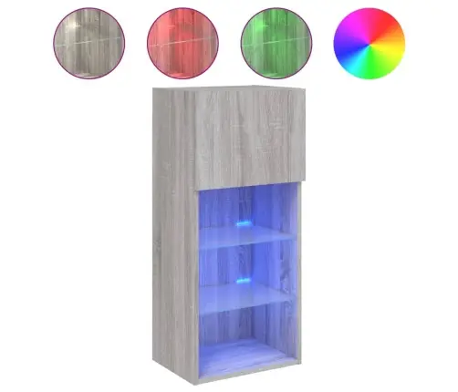 Tv Skapītis Ar Led Lampiņām, Pelēka Ozola Krāsa, 40,5X30X90 Cm Vidaxl