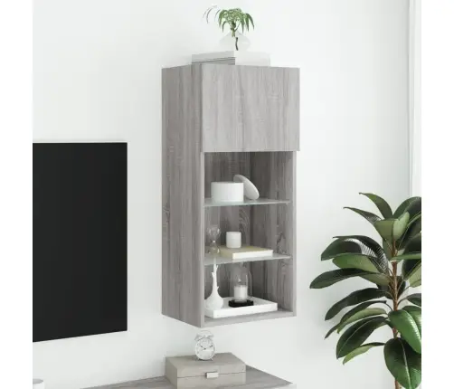 Tv Skapītis Ar Led Lampiņām, Pelēka Ozola Krāsa, 40,5X30X90 Cm Vidaxl