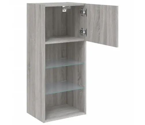 Tv Skapīši Ar Led, 2 Gab., Pelēka Koka Krāsa, 40,5X30X90 Cm Vidaxl