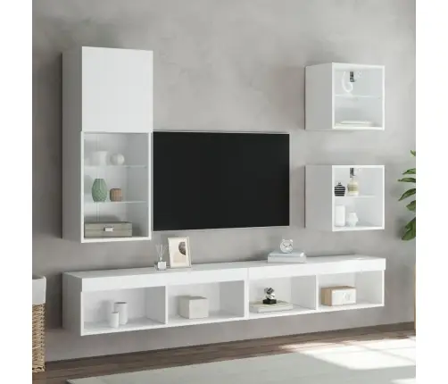 Tv Skapītis Ar Led Apgaismojumu, Balts, 40,5X30X102 Cm Vidaxl