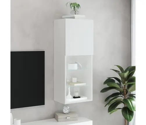 Tv Skapītis Ar Led Apgaismojumu, Balts, 40,5X30X102 Cm Vidaxl