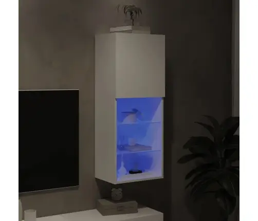Tv Skapītis Ar Led Apgaismojumu, Balts, 40,5X30X102 Cm Vidaxl