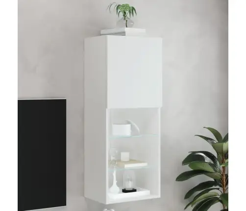 Tv Skapītis Ar Led Apgaismojumu, Balts, 40,5X30X102 Cm Vidaxl