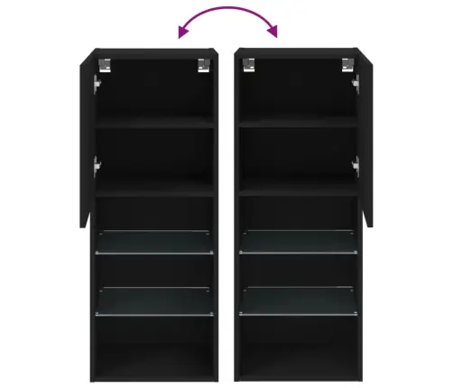 Tv Skapītis Ar Led Apgaismojumu, Melns, 40,5X30X102 Cm Vidaxl