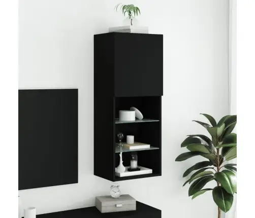 Tv Skapītis Ar Led Apgaismojumu, Melns, 40,5X30X102 Cm Vidaxl