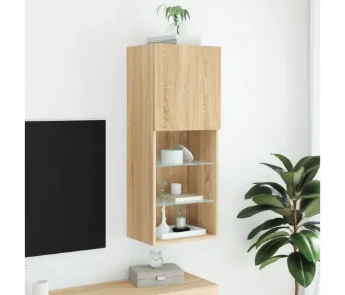 Tv Skapītis Ar Led Apgaismojumu, Ozola Krāsa, 40,5X30X102 Cm Vidaxl