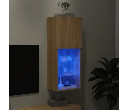 Tv Skapītis Ar Led Apgaismojumu, Ozola Krāsa, 40,5X30X102 Cm Vidaxl