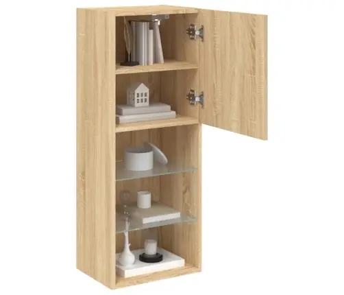 Tv Skapītis Ar Led Apgaismojumu, Ozola Krāsa, 40,5X30X102 Cm Vidaxl