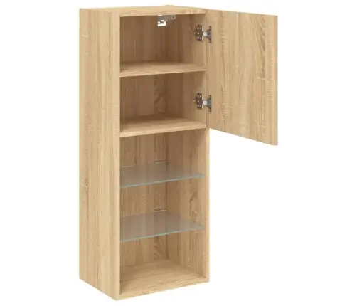 Tv Skapītis Ar Led Apgaismojumu, Ozola Krāsa, 40,5X30X102 Cm Vidaxl