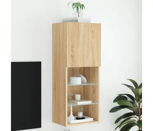 Tv Skapītis Ar Led Apgaismojumu, Ozola Krāsa, 40,5X30X102 Cm Vidaxl