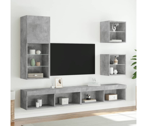 Tv Skapītis Ar Led Apgaismojumu, Betona Pelēks, 40,5X30X102 Cm Vidaxl