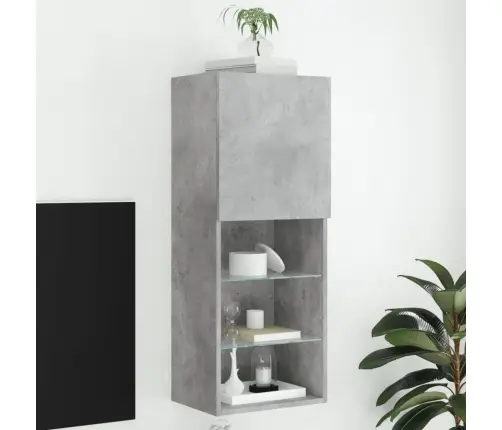 Tv Skapītis Ar Led Apgaismojumu, Betona Pelēks, 40,5X30X102 Cm Vidaxl