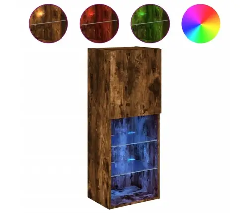 Tv Skapītis Ar Led Apgaismojumu, Ozolkoka Krāsa, 40,5X30X102 Cm Vidaxl