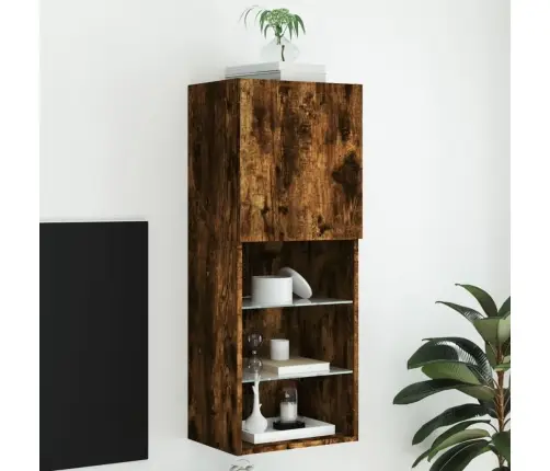 Tv Skapītis Ar Led Apgaismojumu, Ozolkoka Krāsa, 40,5X30X102 Cm Vidaxl