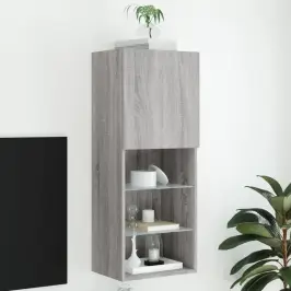 Tv Skapītis Ar Led Lampiņām, Pelēka Ozola Krāsa, 40,5X30X102 Cm Vidaxl