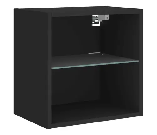 Sienas Naktsskapītis Ar Led, Melni Vidaxl