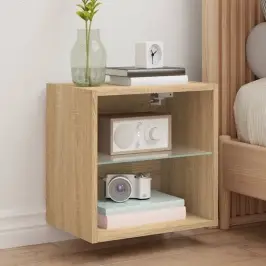 Sienas Naktsskapītis Ar Led, Ozolkoka Krāsa Vidaxl