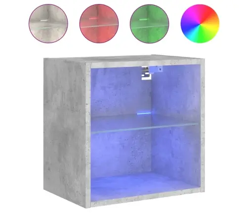 Sienas Naktsskapītis Ar Led, Betona Pelēki Vidaxl