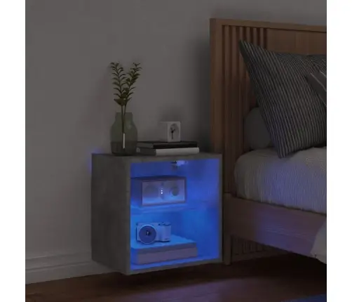 Sienas Naktsskapītis Ar Led, Betona Pelēki Vidaxl