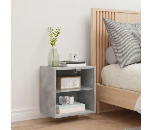 Sienas Naktsskapītis Ar Led, Betona Pelēki Vidaxl