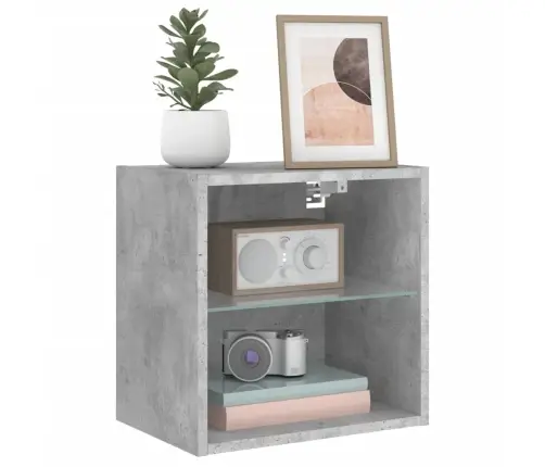 Sienas Naktsskapītis Ar Led, Betona Pelēki Vidaxl