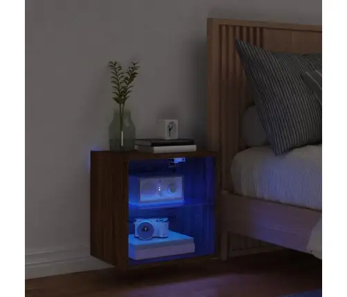 Sienas Naktsskapītis Ar Led, Brūna Ozolkoka Vidaxl Sienas Naktsskapītis Ar Led, Brūna Ozolkoka Vidaxl