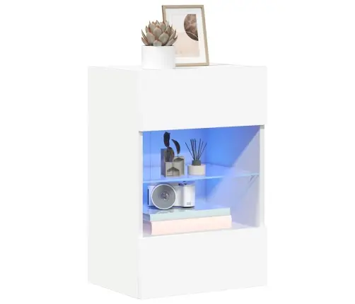 Seinakapid Led-Tuledega Teleri Jaoks 2 Tk, Valge, 40 X 30 X 60,5 Cm