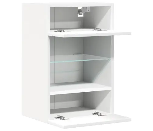 Seinakapid Led-Tuledega Teleri Jaoks 2 Tk, Valge, 40 X 30 X 60,5 Cm