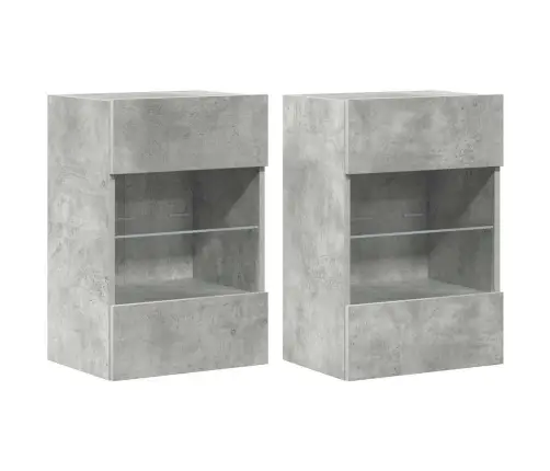 Sienas Skapīši Ar Led Apgaismojumu Televizoram, 2 Gab., Betona Pelēki, 40X30X60,5Cm Vidaxl